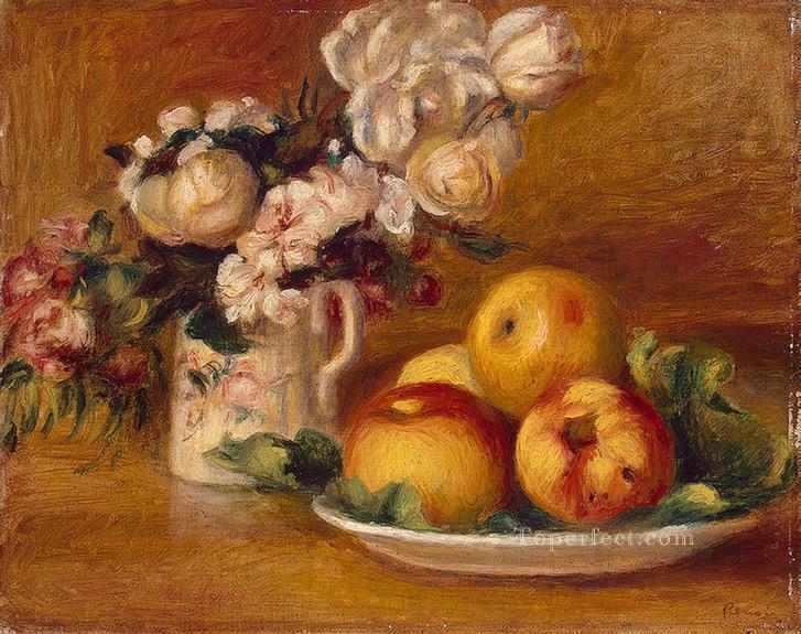 manzanas y flores bodegones de Pierre Auguste Renoir Pintura al óleo